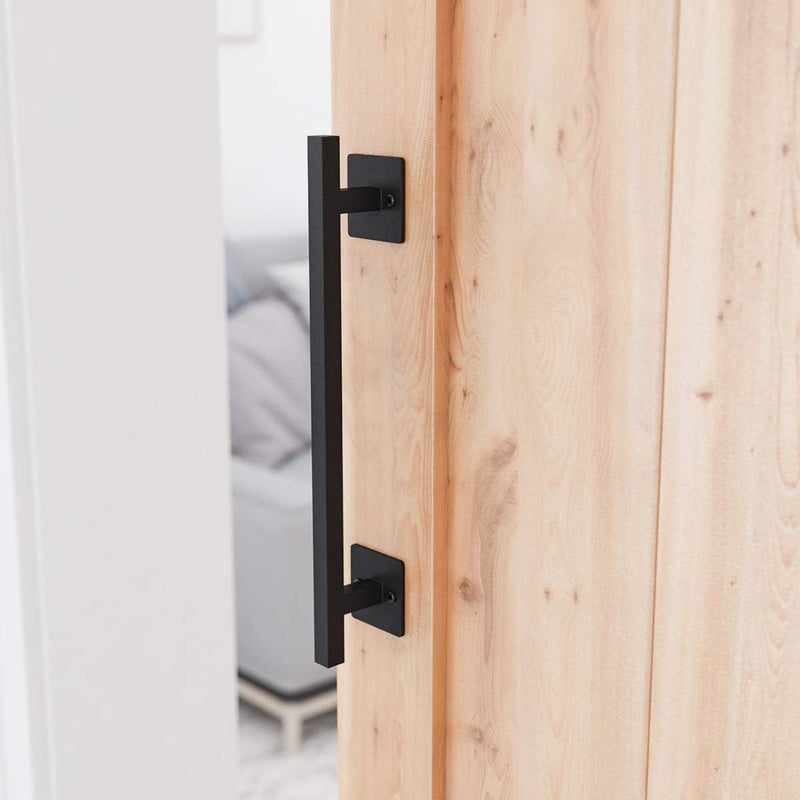 SMARTSTANDARD 12â€ Antique Rustic Handmade Barn Door Handle, Black Flush Square Base Handle Pull, for Gate, Garage, Sheds - Image 4